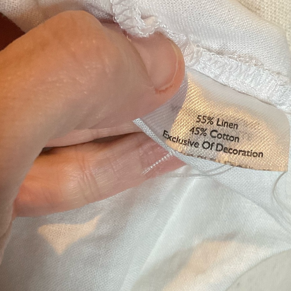 Eddie Bauer White Linen Cotton Blend Collared Button Up Shirt Size Small - Picture 7 of 7